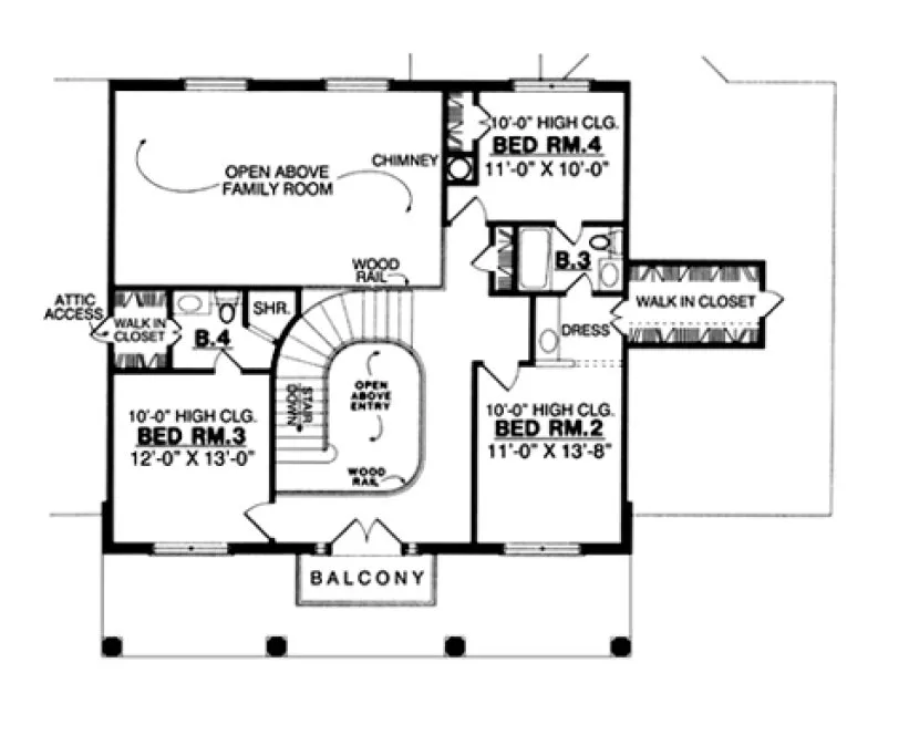 Second Floor Plan for House Plan #446623