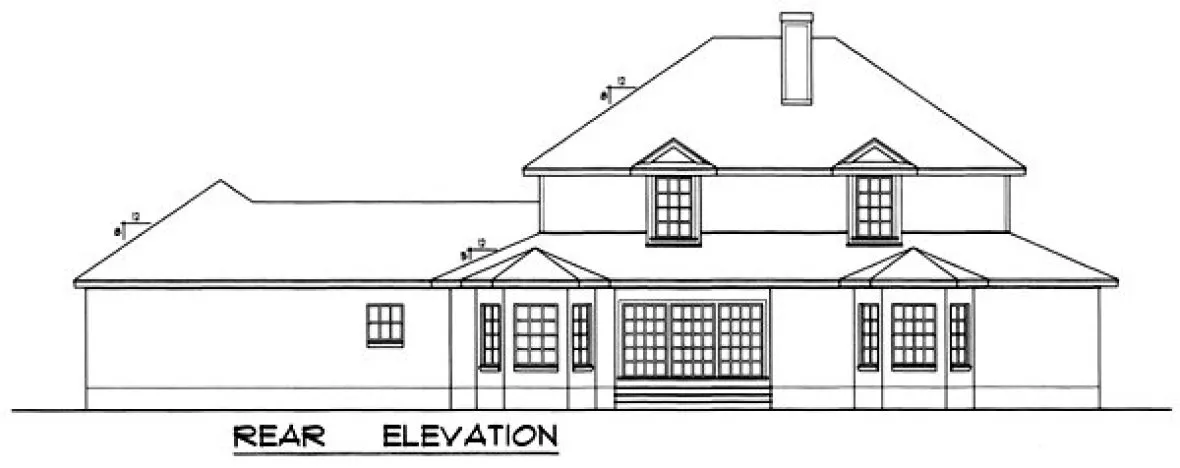 Rear Elevation for House Plan #442987