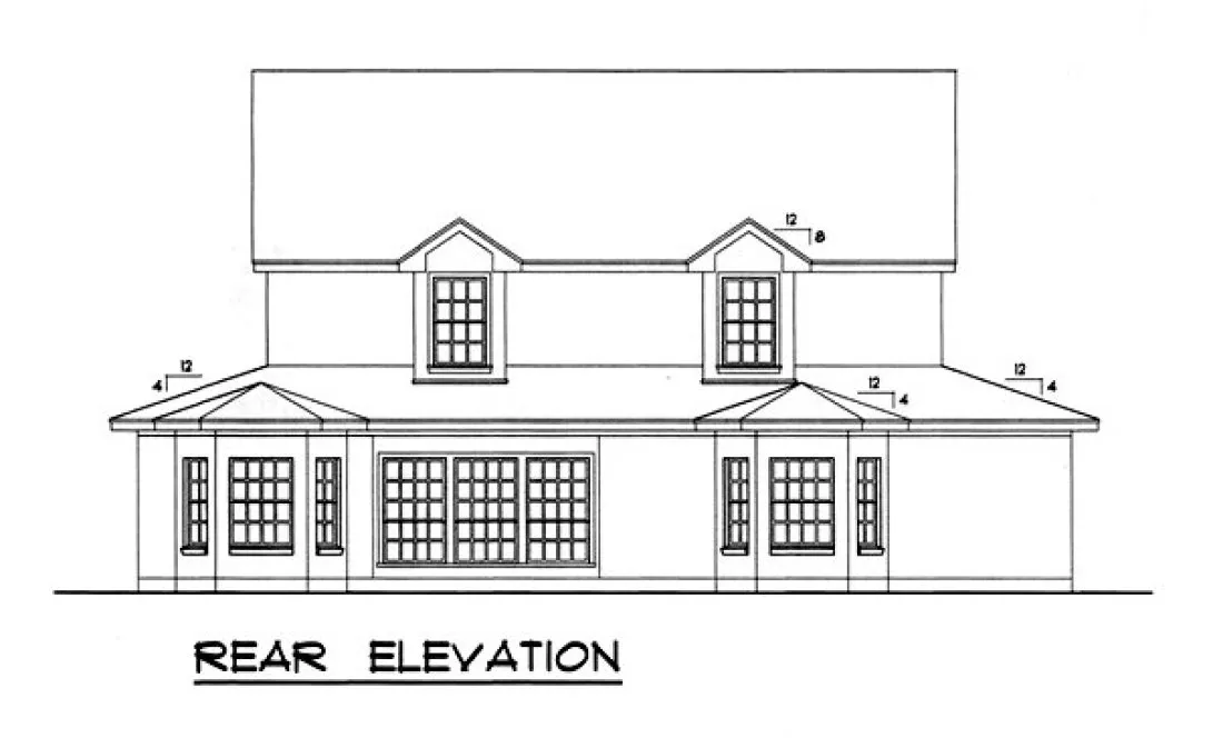 Rear Elevation for House Plan #443482