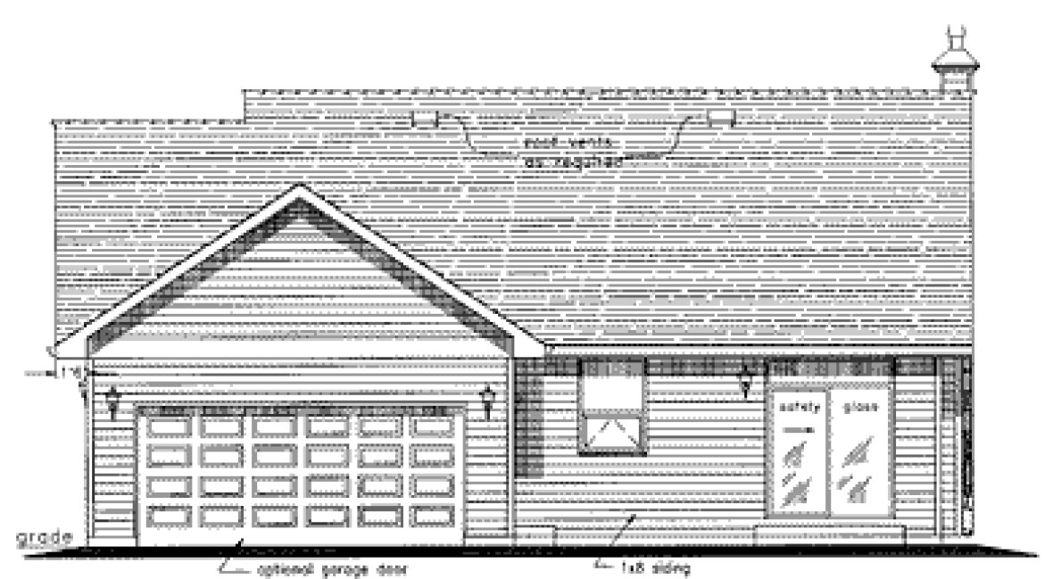 Rear Elevation for House Plan #132044