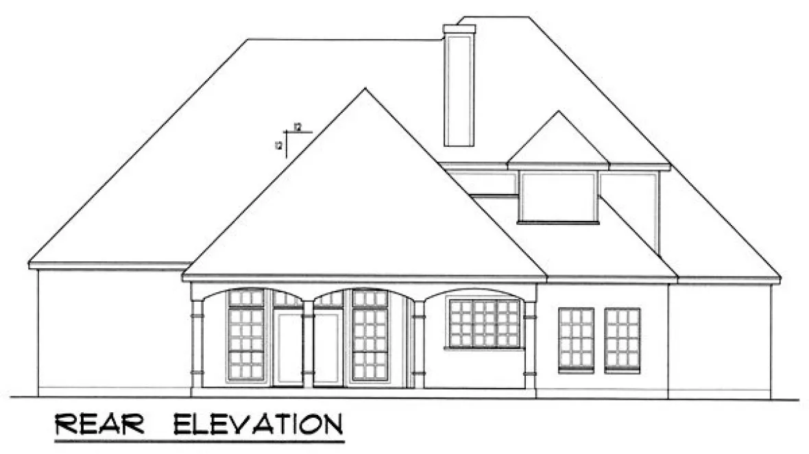Rear Elevation for House Plan #440562