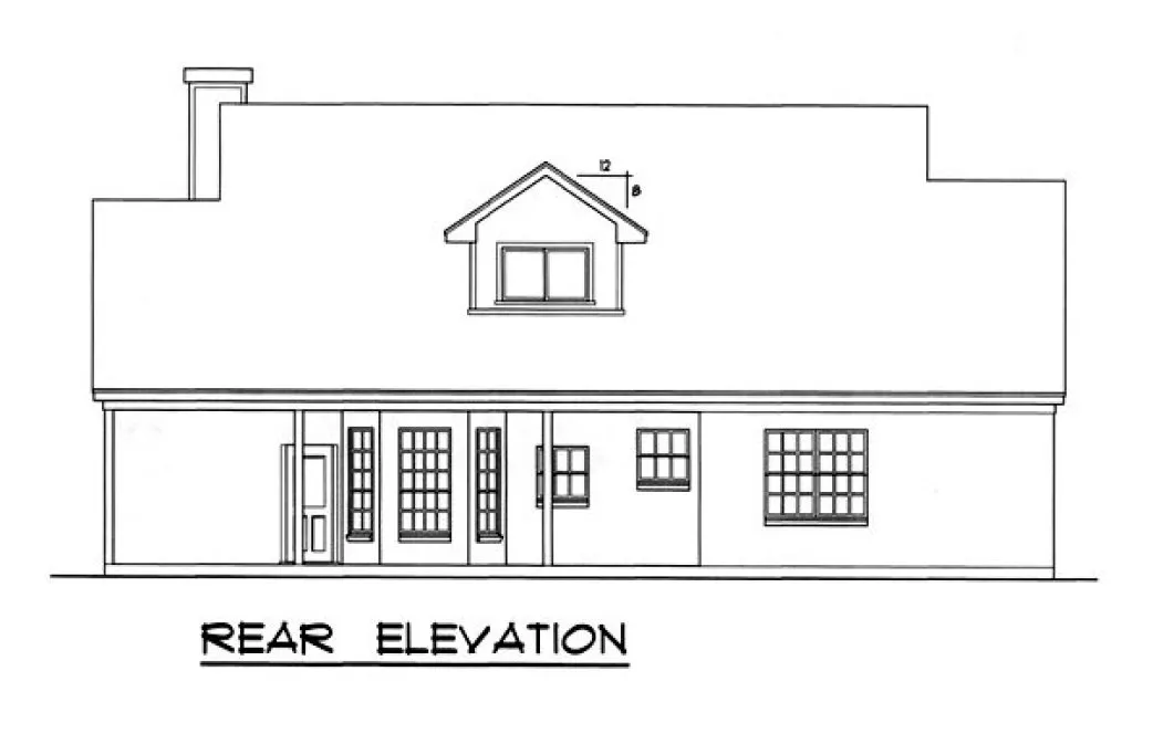 Rear Elevation for House Plan #442322