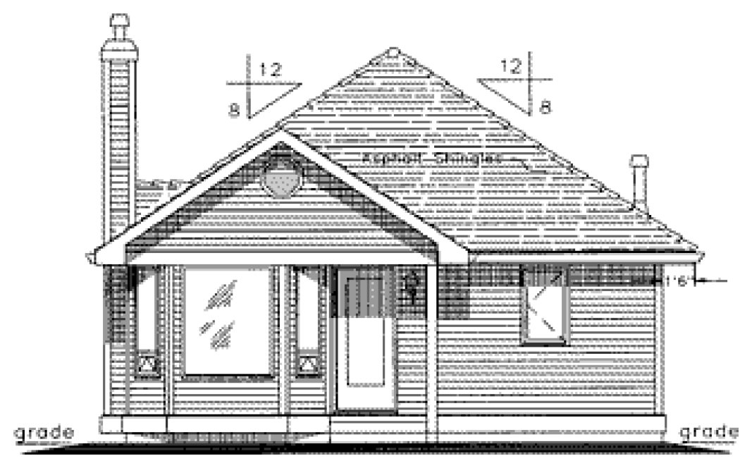 Rear Elevation for House Plan #130244