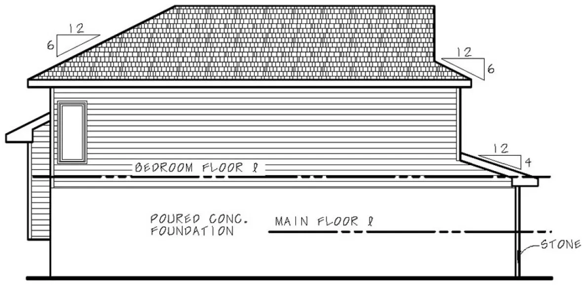 Left Elevation for House Plan #156871