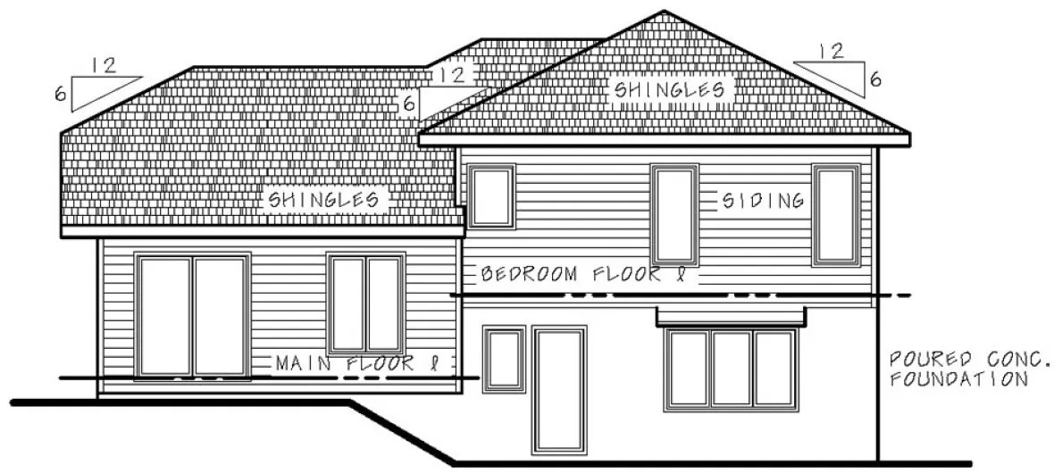Rear Elevation for House Plan #156871