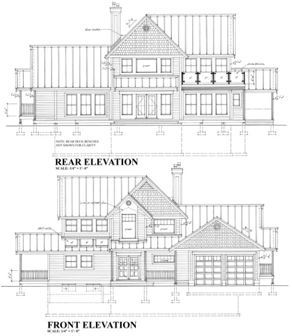 Rear Elevation for House Plan #264062