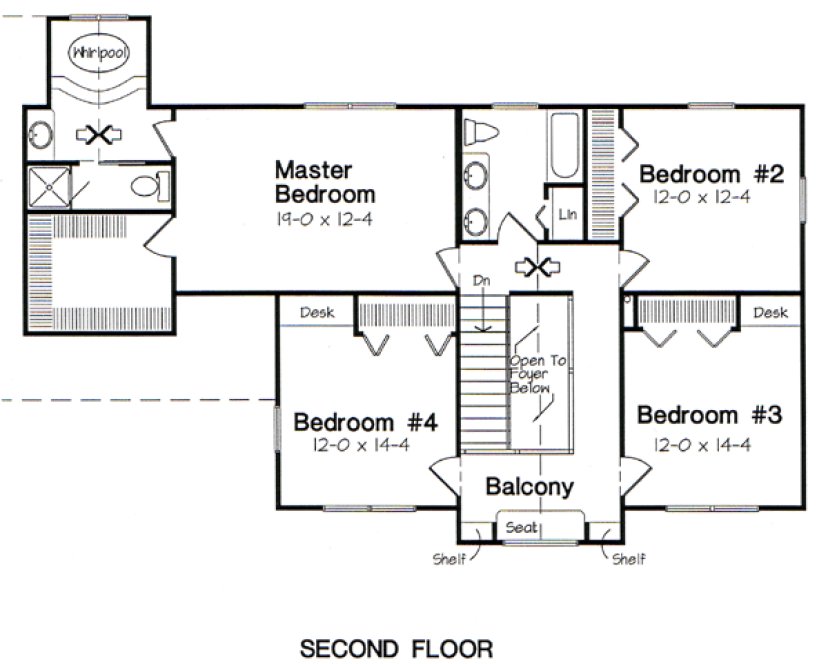 Second Floor Plan for House Plan #182374