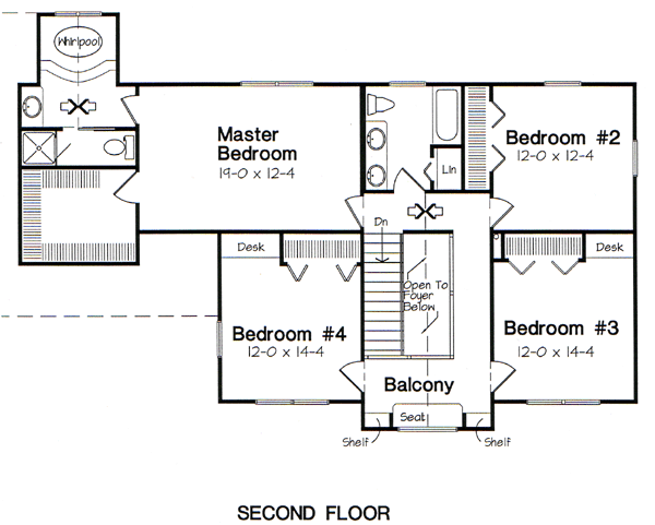 Second Floor Plan for House Plan #182374