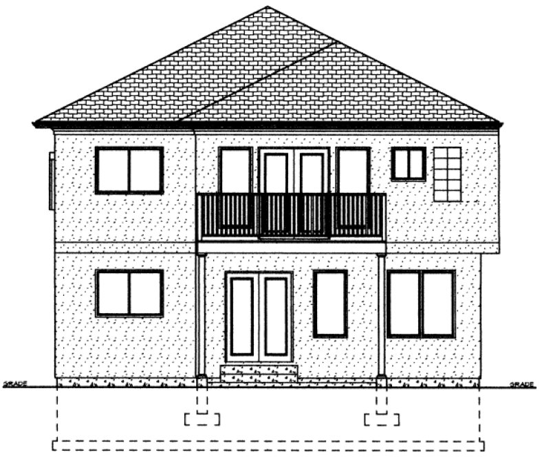 Rear Elevation for House Plan #195040