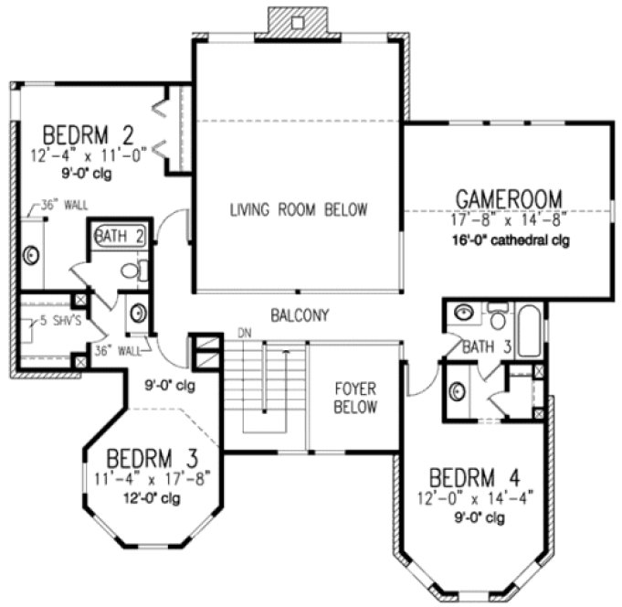 Second Floor Plan for House Plan #479320