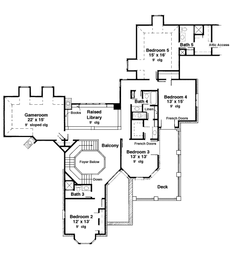 Second Floor Plan for House Plan #475620