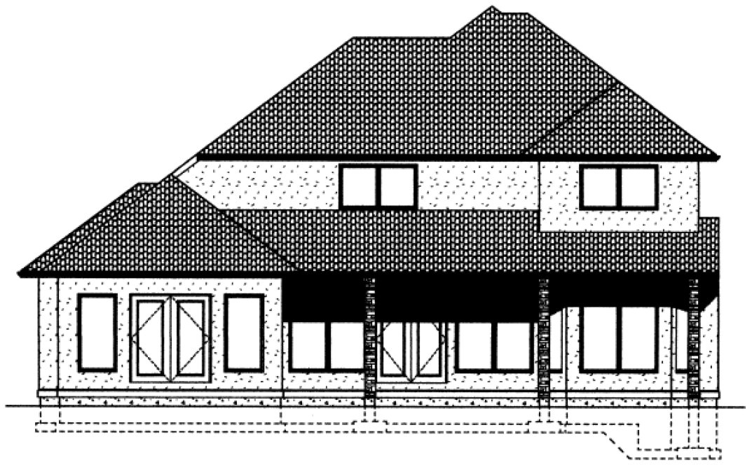 Rear Elevation for House Plan #195008