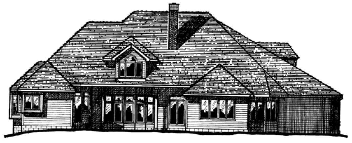 Rear Elevation for House Plan #153372