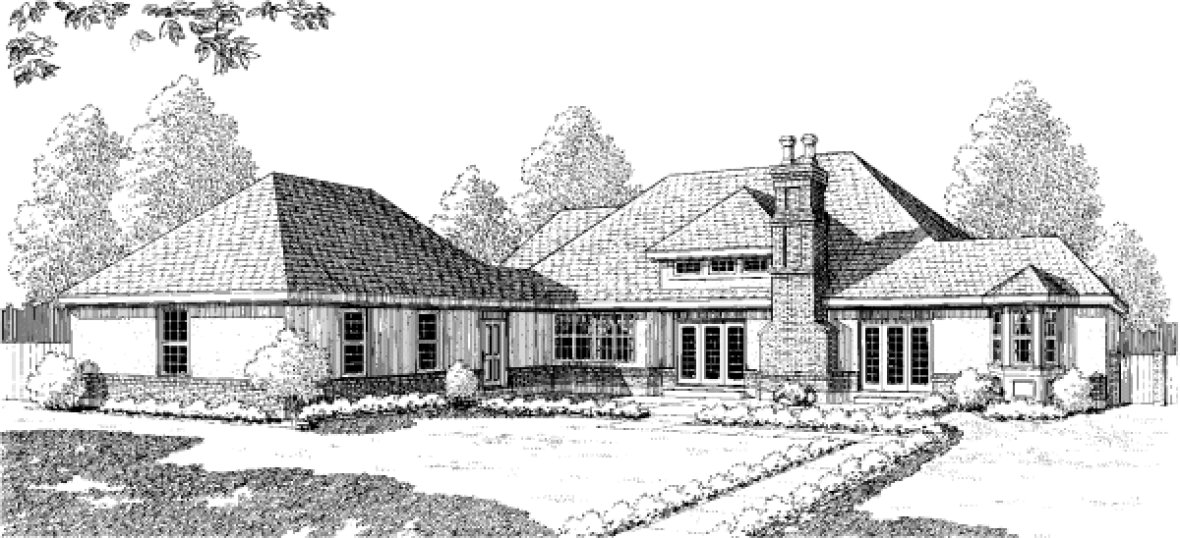 Rear Elevation for House Plan #473840