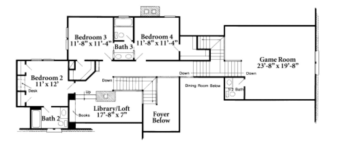 Second Floor Plan for House Plan #477270