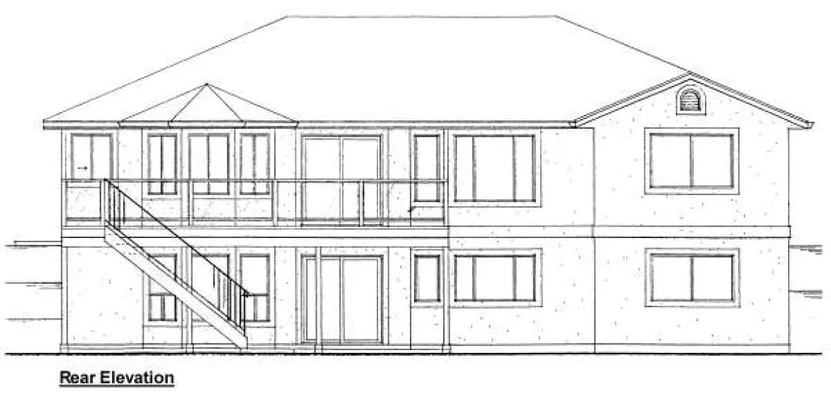 Rear Elevation for House Plan #202021