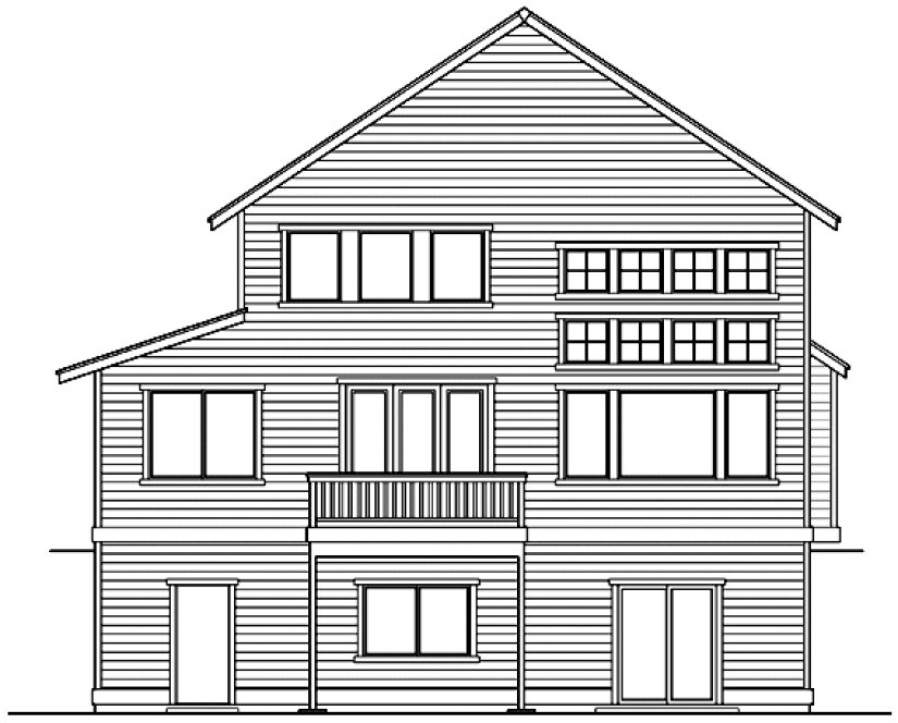 Rear Elevation for House Plan #330252