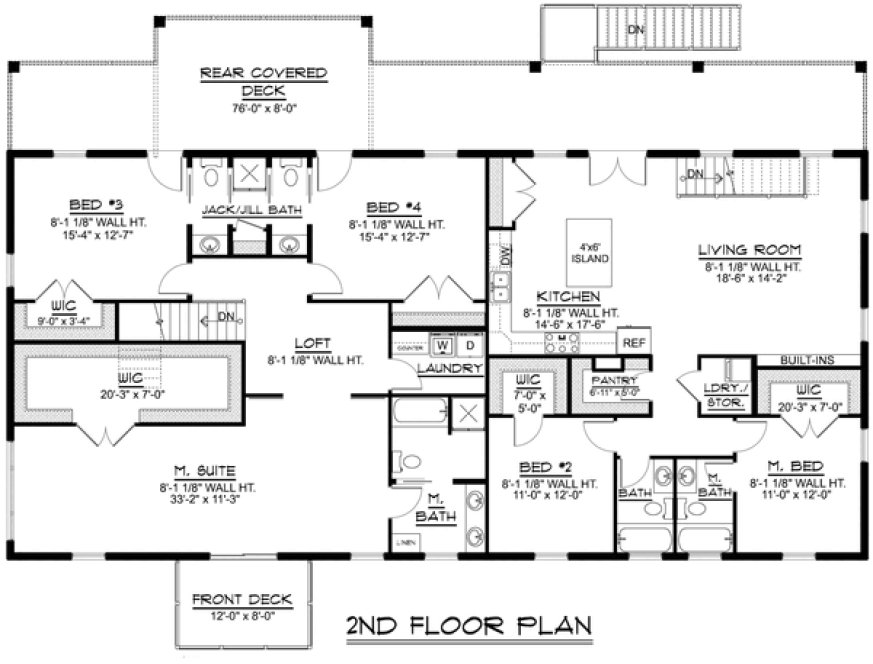 Second Floor Plan for House Plan #758254