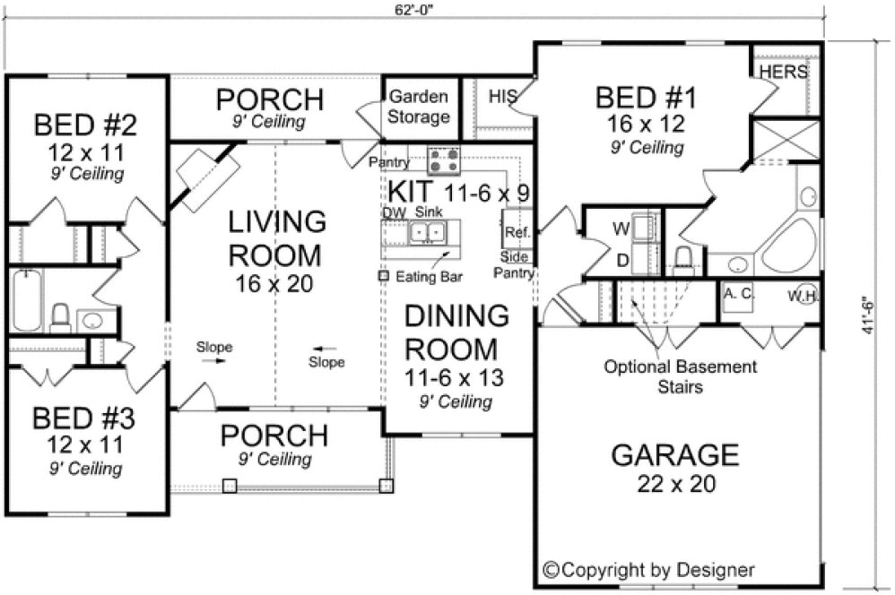 Main Floor Plan for House Plan #241541