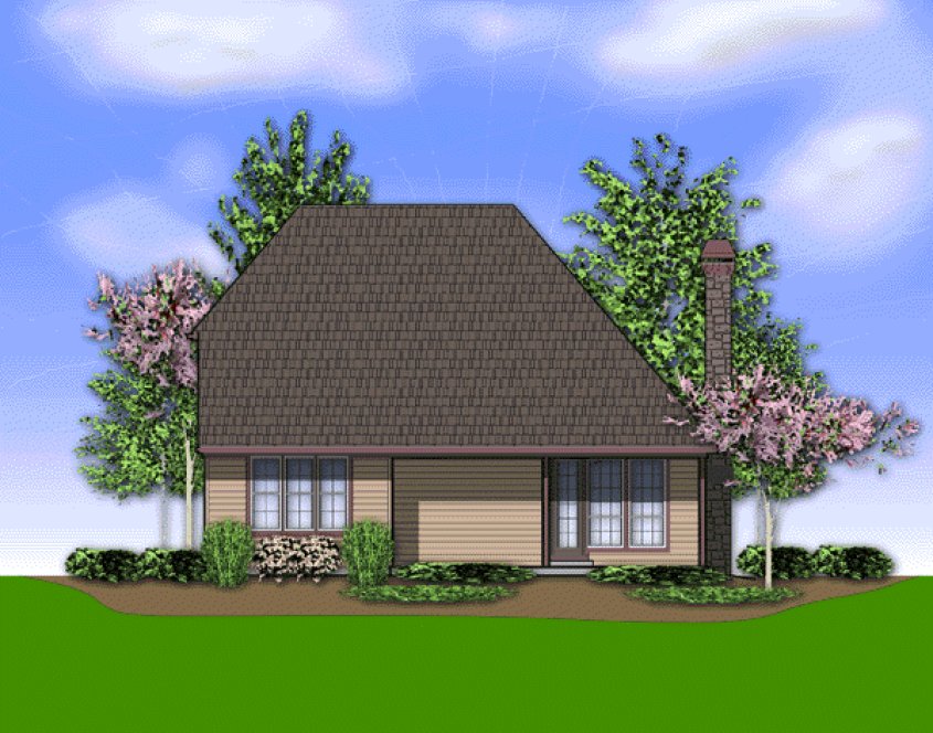 Rear Elevation for House Plan #321102