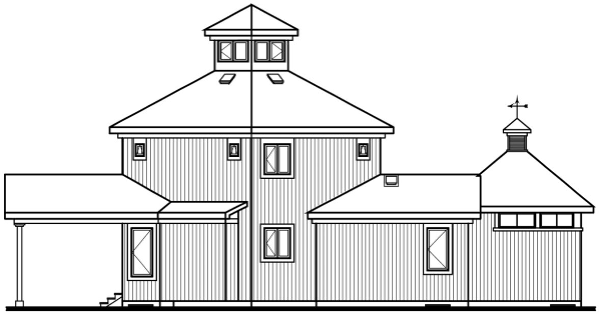Rear Elevation for House Plan #145092