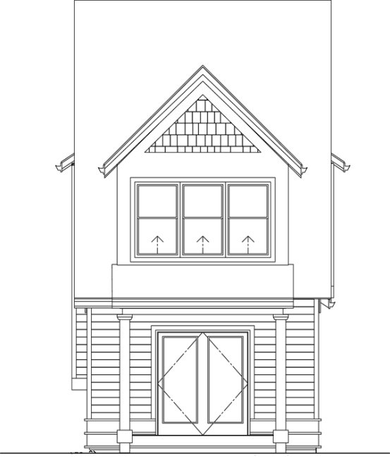 Rear Elevation for House Plan #321109