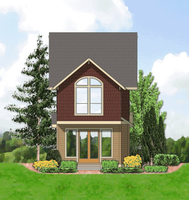 Rear Elevation for House Plan #321110