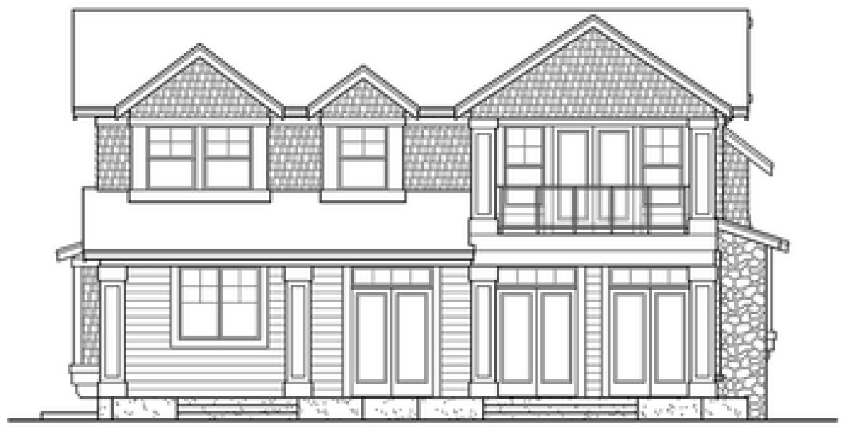 Rear Elevation for House Plan #333282