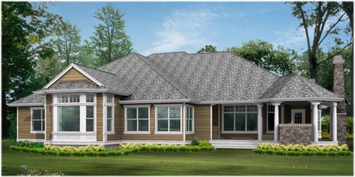 Rear Elevation for House Plan #330053
