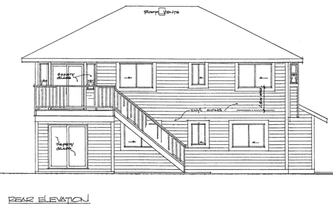Rear Elevation for House Plan #200290