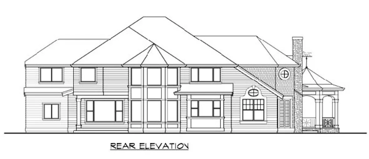 Rear Elevation for House Plan #330304