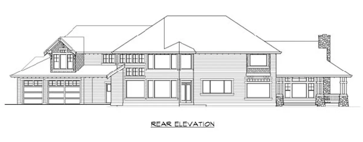 Rear Elevation for House Plan #330564