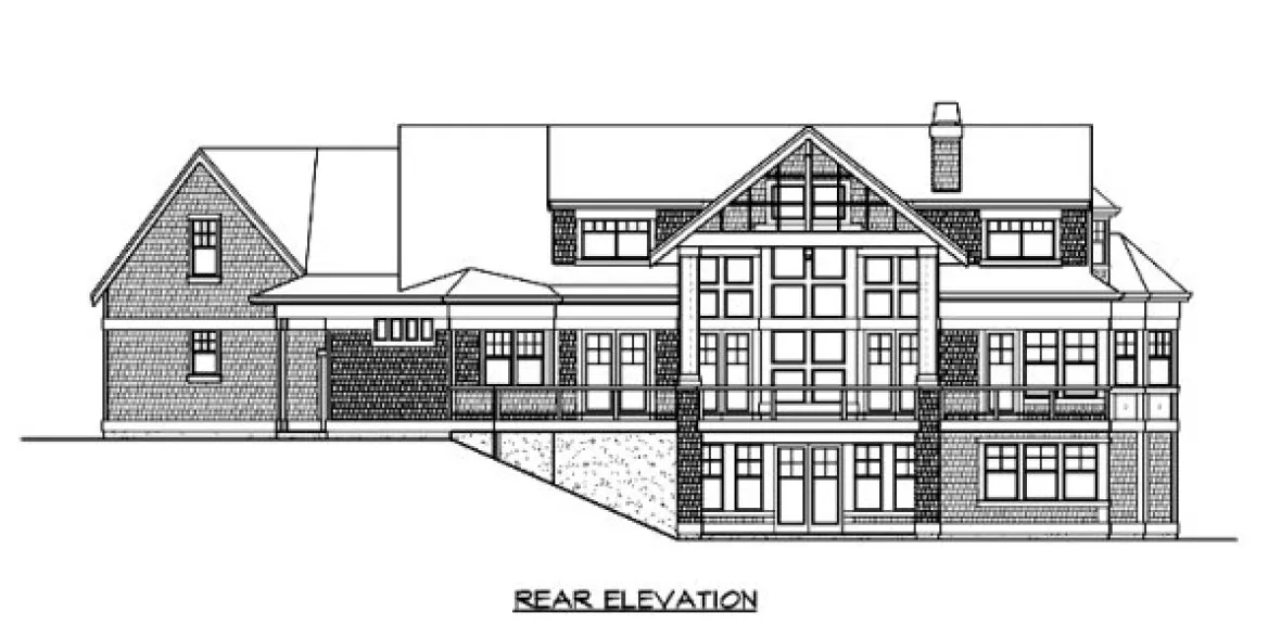 Rear Elevation for House Plan #332594