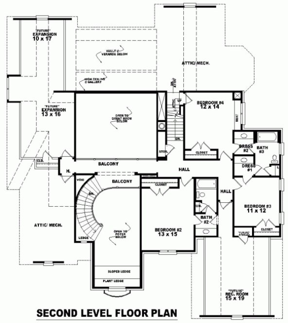 Second Floor Plan for House Plan #490092