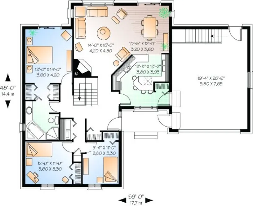 Main Floor Plan for House Plan #148801