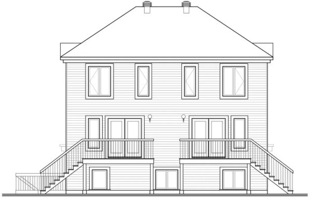 Rear Elevation for House Plan #140802