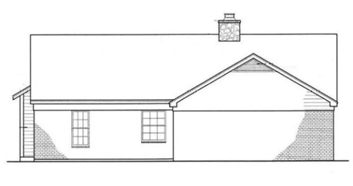 Rear Elevation for House Plan #489011