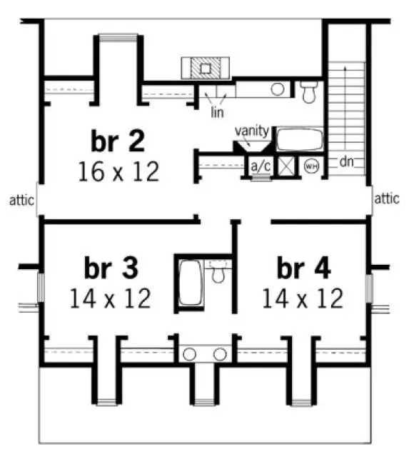 Second Floor Plan for House Plan #480003