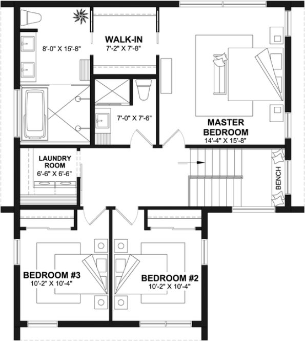 Second Floor Plan for House Plan #143373