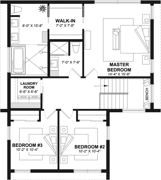 Second Floor Plan for House Plan #143373