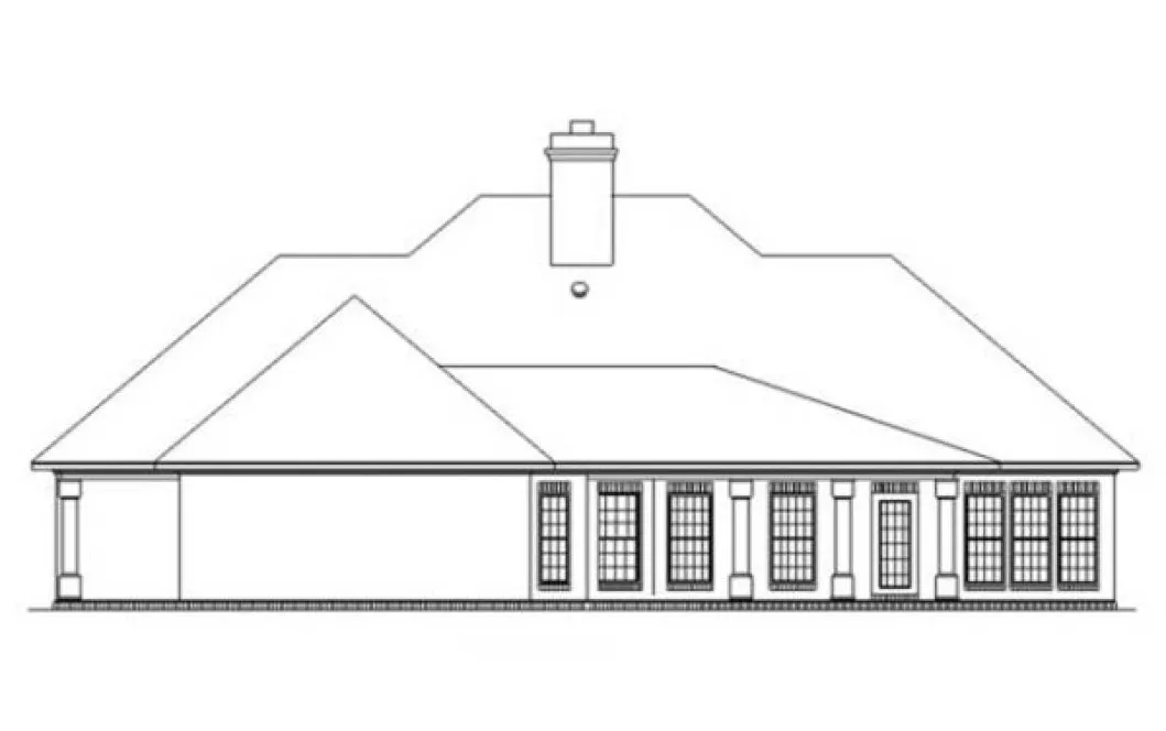 Rear Elevation for House Plan #489002