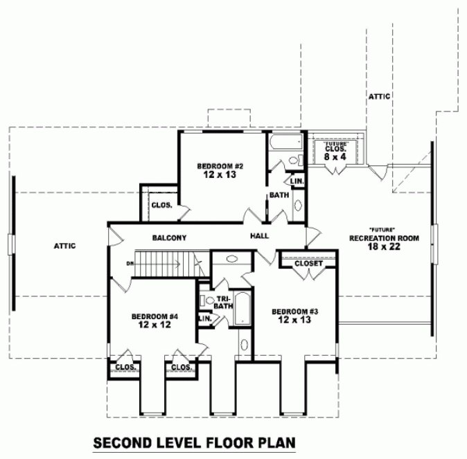 Second Floor Plan for House Plan #495902