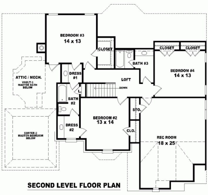 Second Floor Plan for House Plan #494981