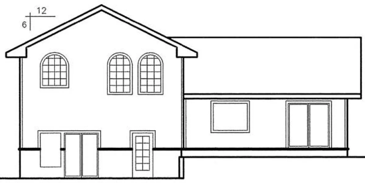 Rear Elevation for House Plan #160400