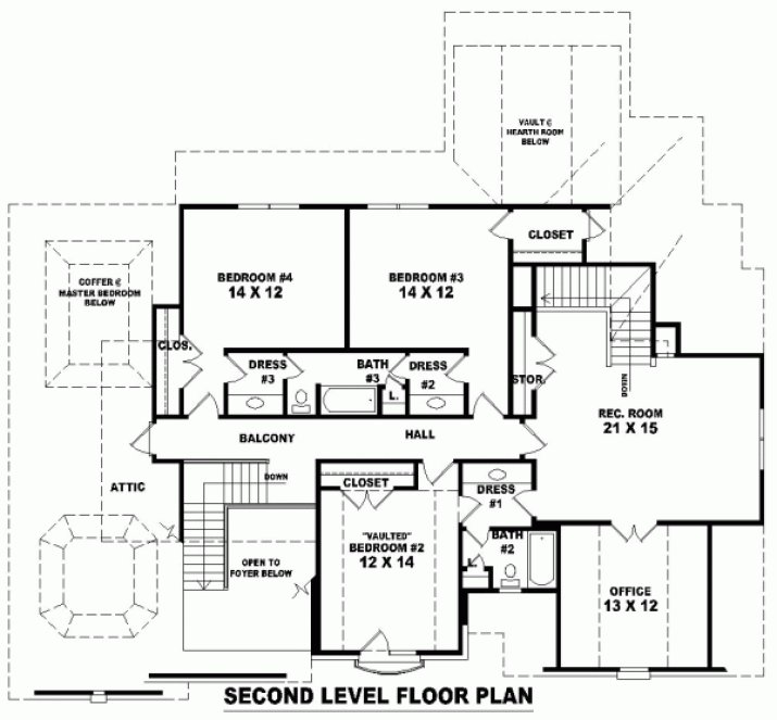Second Floor Plan for House Plan #490022
