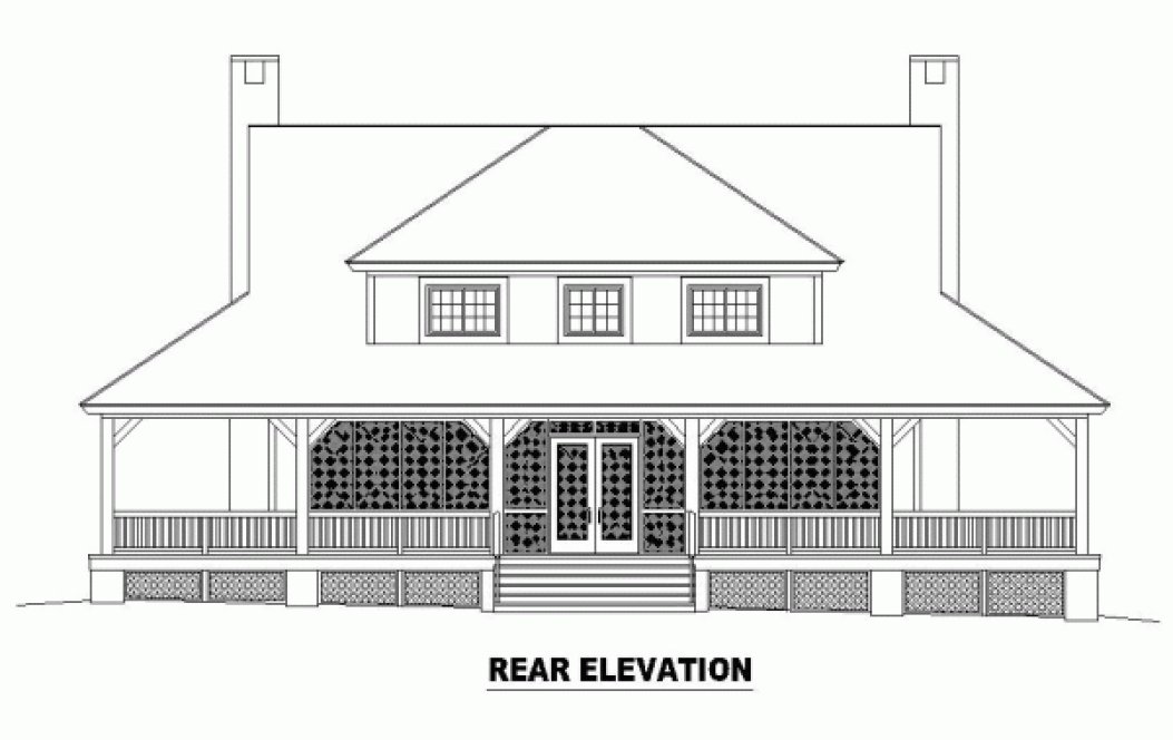 Rear Elevation for House Plan #499251