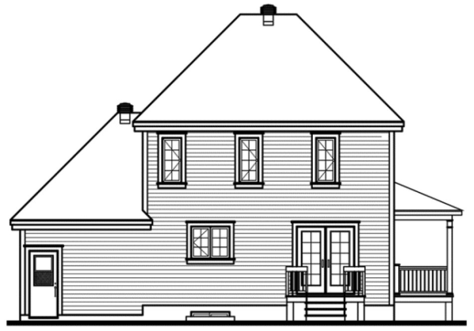 Rear Elevation for House Plan #140283