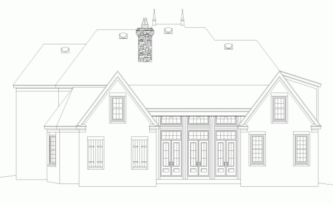 Rear Elevation for House Plan #490003