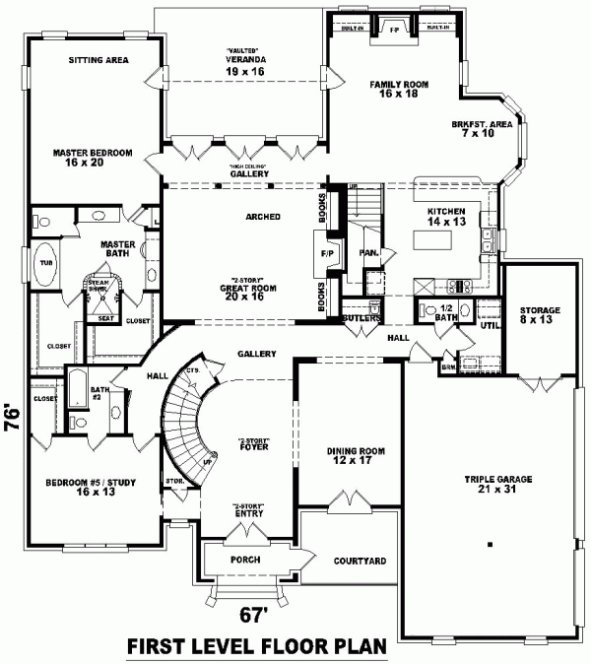 Main Floor Plan for House Plan #490003