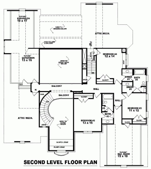 Second Floor Plan for House Plan #490003